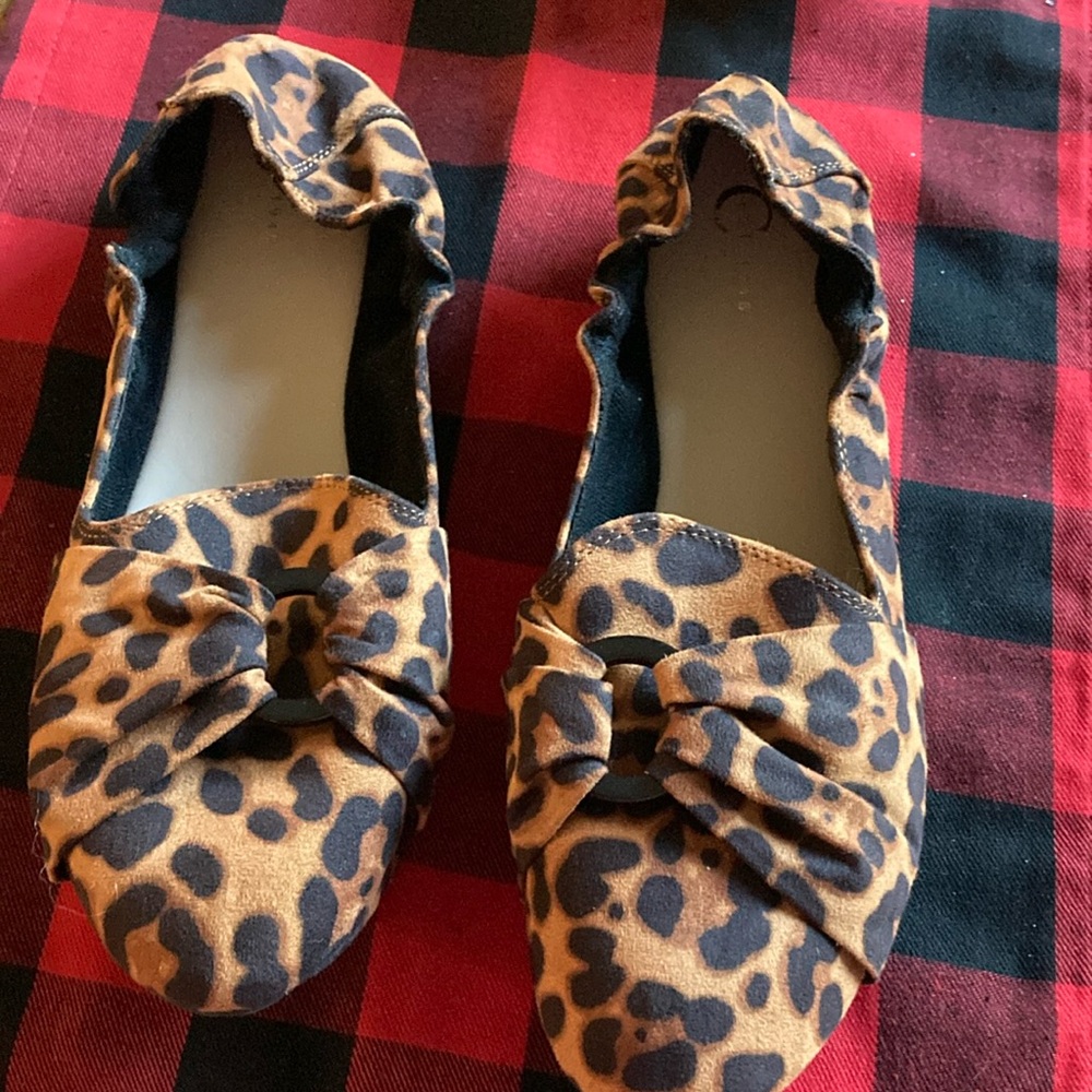 Cato Leopard Print Bow Flats - Tan & Black